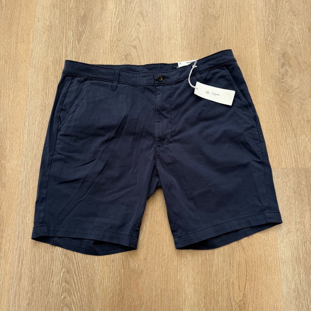 AG Wanderer Slim Fit Trouser Shorts Mens 38 Navy Blue Stormy‎ Night 1197BRS NWT